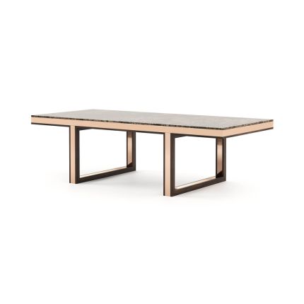 An exquisite luxurious copper and marble dining table 