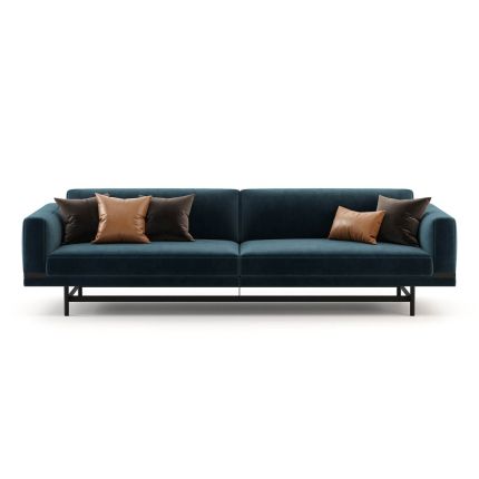 Velvet, modern/industrial style 3 seater sofa with lifted metal structure