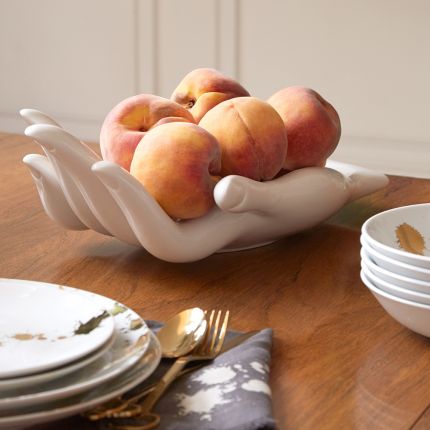 hand-shaped porcelain fruit bowl