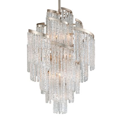 A silver leaf icicle effect crystal chandelier by Hudson Valley
