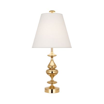 A modernised traditional table lamp in polished brass