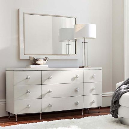 A feminine nine-drawer dresser with subtle and elegant details