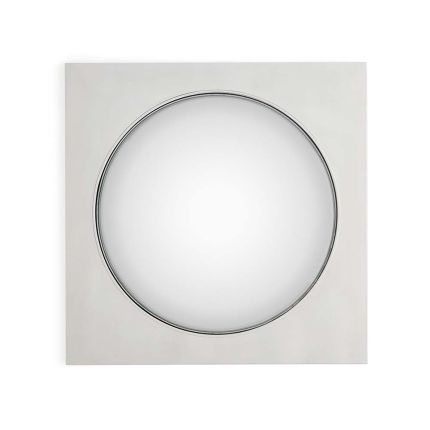 A convex mirror with a nickel frame