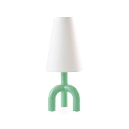Exquisite, contemporary tripod design table lamp in mint colour