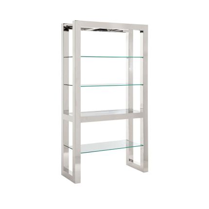 Contemporary display etagere from steel and glass