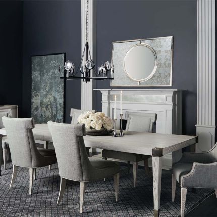 Simplistic and elegant dining table with metal accents