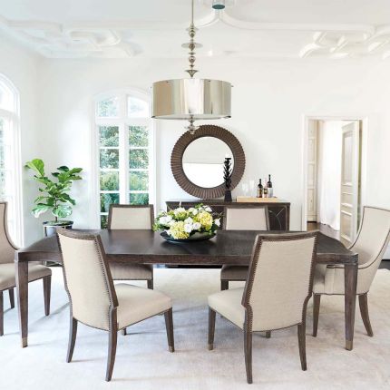 extendable dining table with brass feet