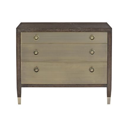 A fabulous, burnished brass accent detailed, bedside table by Bernhardt.