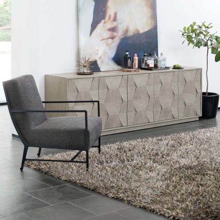 Retro inspired entertainment unit in a beige finish