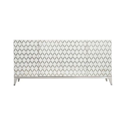 An opulent sideboard with silver inlaid pattern