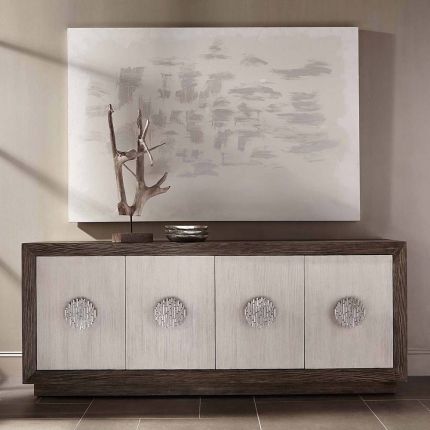A two-toned sideboard with detailed handles
