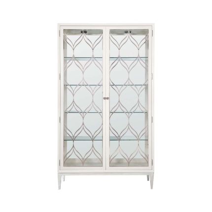 Luxurious display cabinet with a steel grill decorative detail.