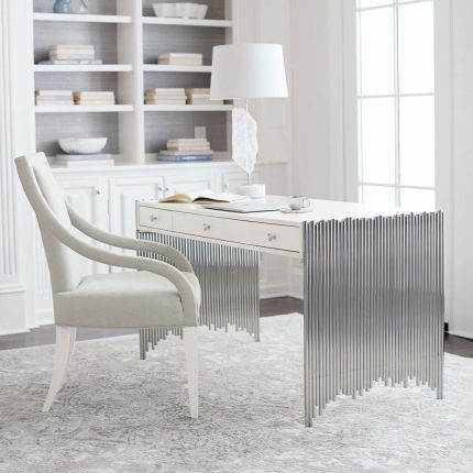 Feminine desk with tube-like details on the legs