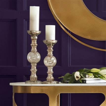Luxurious contemporary copper and gold glass candle holder
