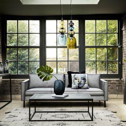 Contemporary tall blue contrasted vase
