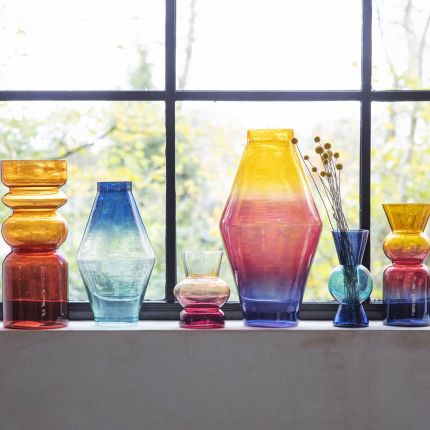stunning and curvaceous orange glass blown vase 