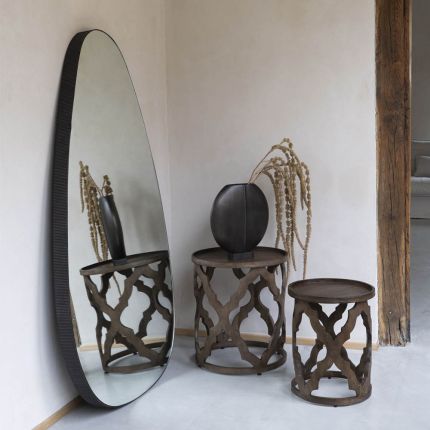Gorgeous Balearic-style nesting side tables with intricate pattern bases