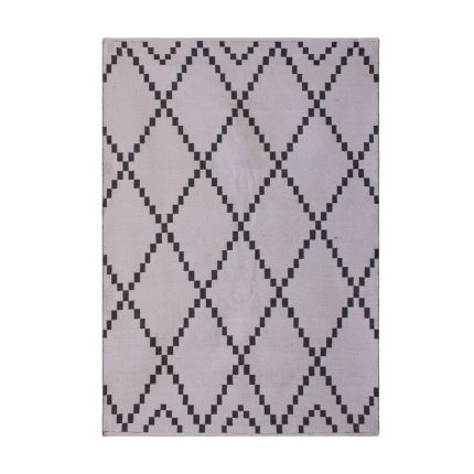 woven rug made from recycled water bottles with lovely geometric pattern
