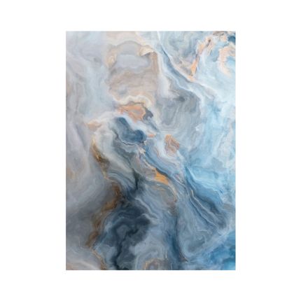 Marble effect wall art with blue yellow and grey tones