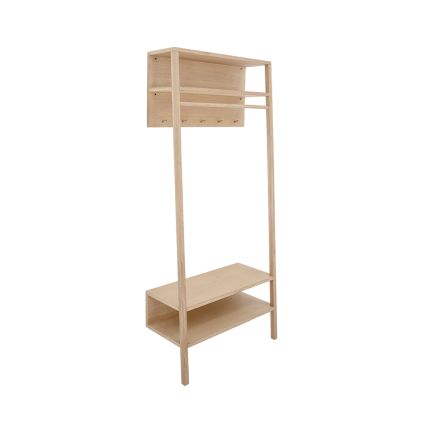 A luxurious natural oak Scandinavian-style clothes rack