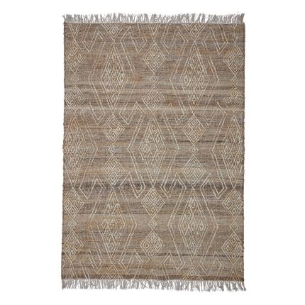 Natural geometric rug crafted out of jute and wool