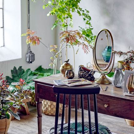Oval brass framed table mirror