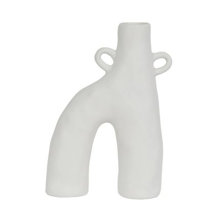 Striking organic shaped vase in a porcelain finish.