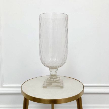 Illustrious large glass hurricane with hand-blown details