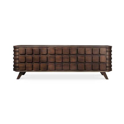 Glamorous, modern sideboard with block details on the front and three cupboards