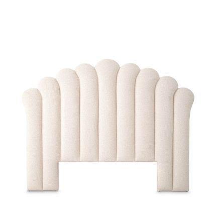 Boucle finish headboard with glamorous fluting details and curve appeal