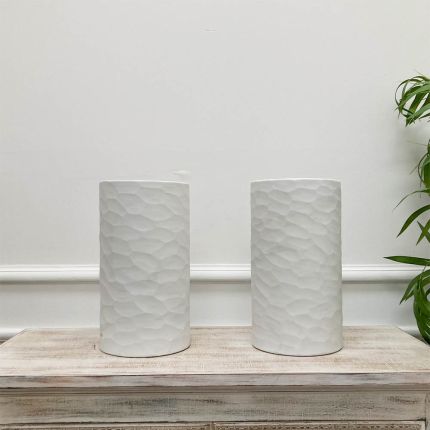 textured pair of candle holders