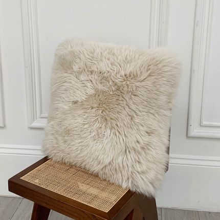 Gorgeously plush and fluffy cushion in linen colour