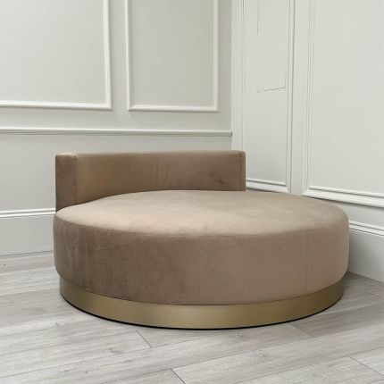 Clearance Laskasas Scarlet Chaise Longue - Vienna Taupe (Velvet)