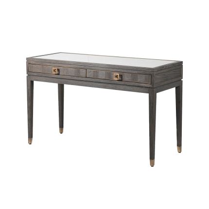 Elegant glass top dressing table in grey
