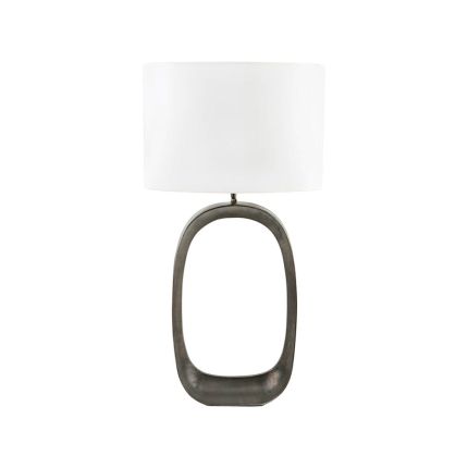 sleek bronze oval side lamp with white shade