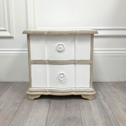 Rustic appeal bedside table, white washed.