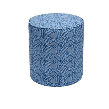 Gorgeous patterned pouffe with blue leaf design