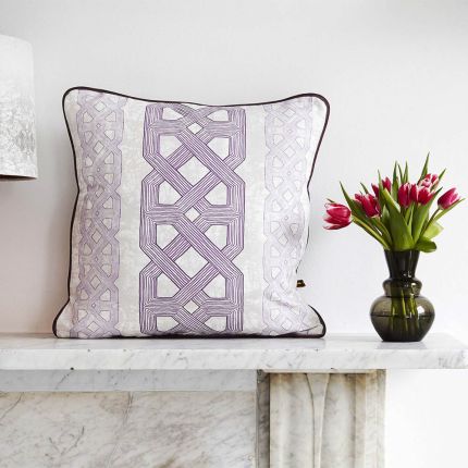Luxurious purple cushion with mesmerising African inspired print 