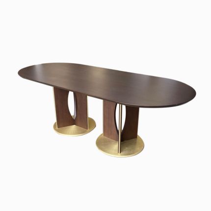 Elegant dining table with brass details