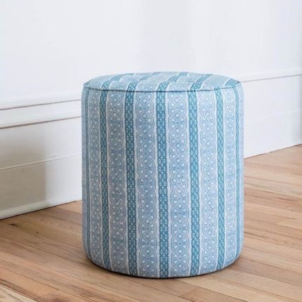 Sumptuous blue pouffe with stunning, African Inspired chain pattern all over