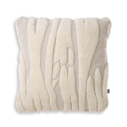 Cosy wool and boucle textured cushion in cream