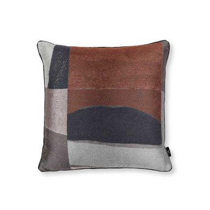 Silky textured cushion with blocky design and piping detail 