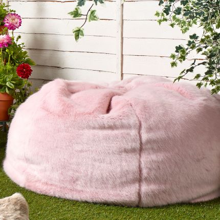 Luxury pink faux fur beanbag