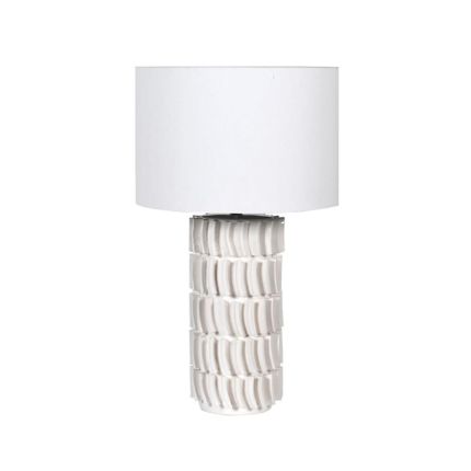 White side lamp with tile pattern and white lampshade