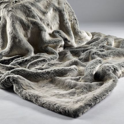 Luxury silver grey shimmer effect faux fur throw