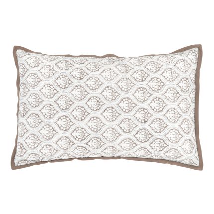 rectangular taupe patterned cushion