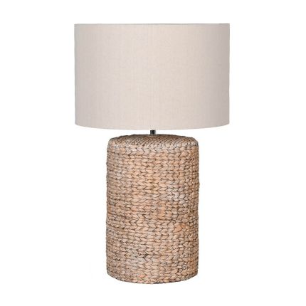 rope covered table lamp base with linen shade