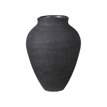 Sleek black vase with textured finish