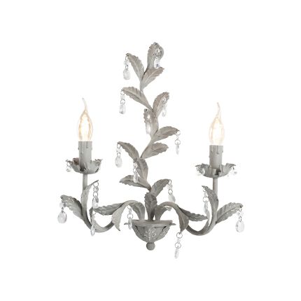 A elegant and feminine wall light with an antique grey finish 