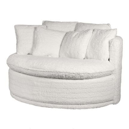 super soft circular loveseat in off-white